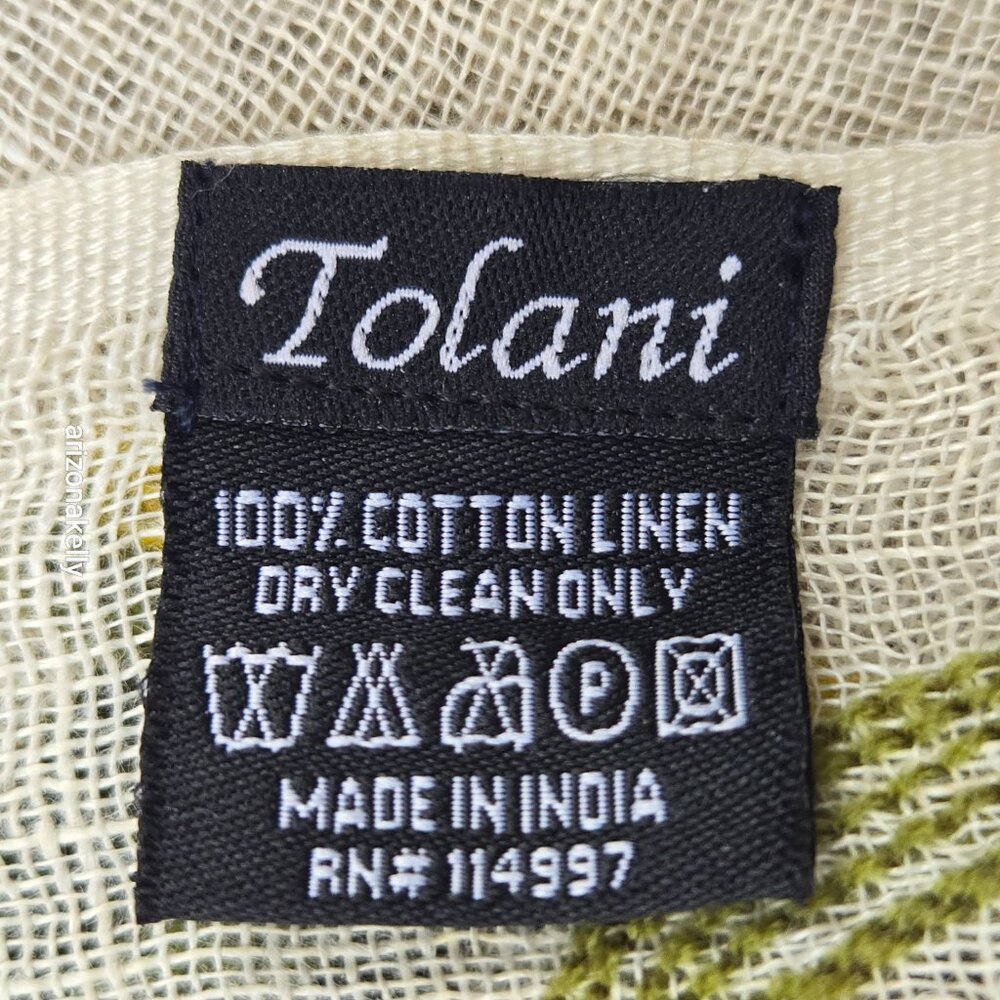 Tolani Linen Scarf Embroidered With Whimsical Animals and Plants - Picture 10 of 11